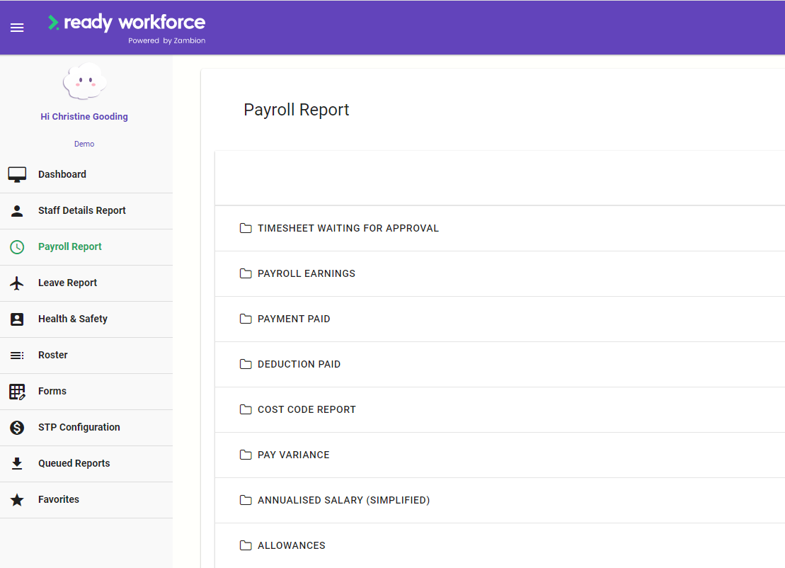 Ready Workforce Zambion Payroll Reports